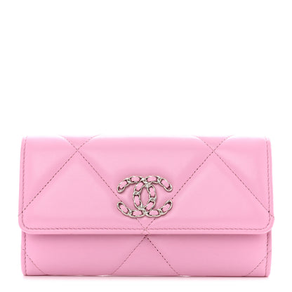 Chanel Lambskin Quilted Chanel 19 Flap Wallet Pink 1 of 9