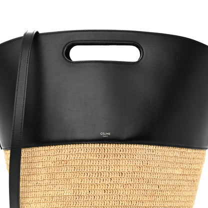 Celine Raffia Calfskin Basket Bag Natural Black 8 of 12