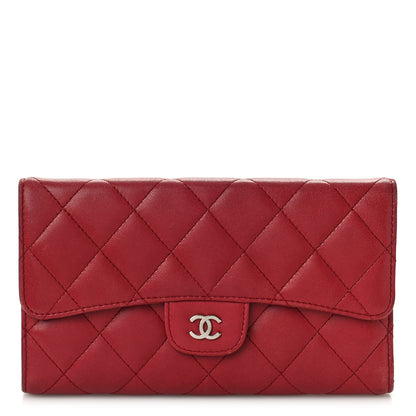 Chanel Lambskin Quilted Large Flap Wallet Red 1 of 14