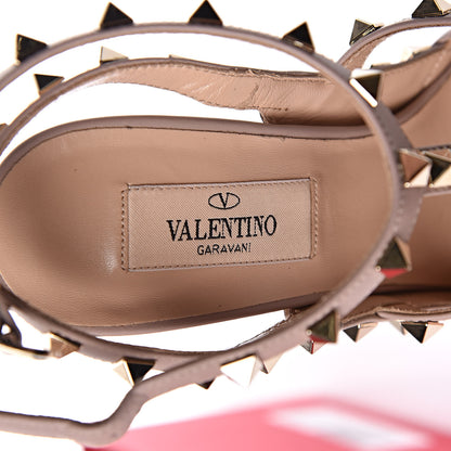 Valentino Garavani Metallic Pebbled Calfskin Rockstud Ankle Strap Pumps 36 Sasso Poudre 7 of 11