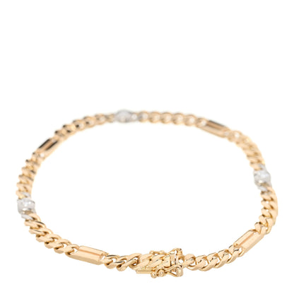 Parker & West by FASHIONPHILE 18K Yellow White Gold Diamond .25ct Bezel Station Curb Chain Bracelet 2 of 3