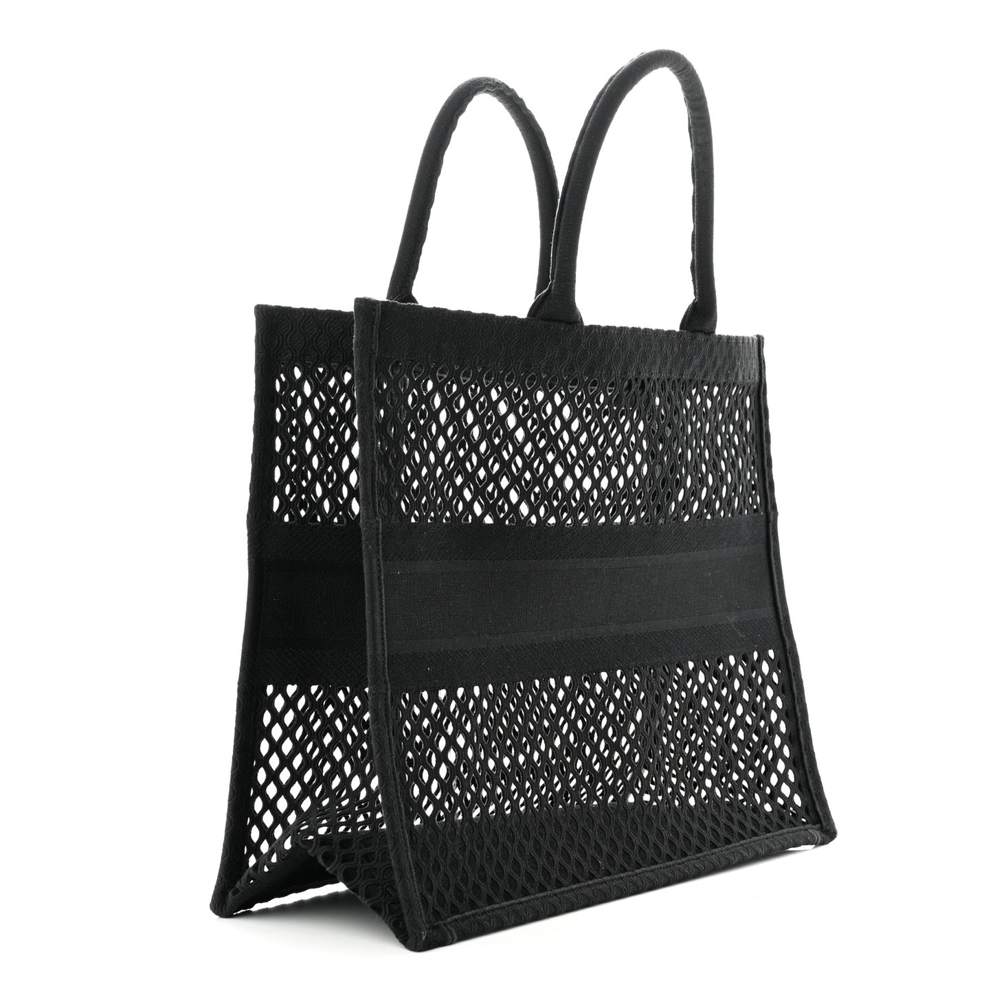 Mesh Embroidered Book Tote Black