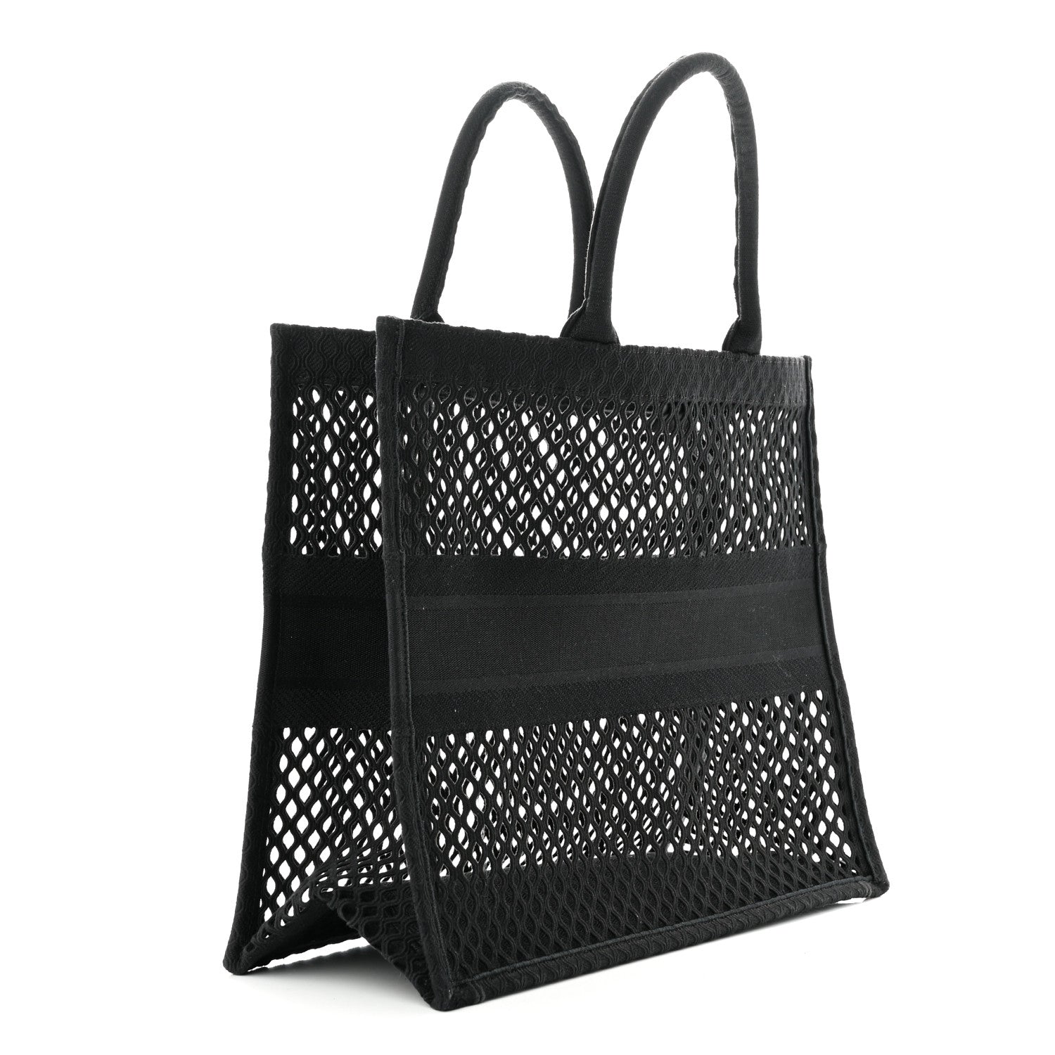 Christian Dior Mesh Embroidered Book Tote Black 5 of 15