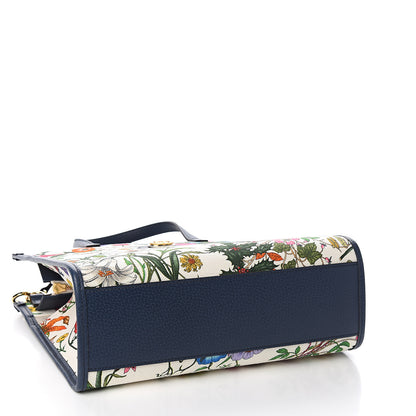 Gucci Canvas Medium Flora Tote White Multicolor Blue Agata 3 of 9
