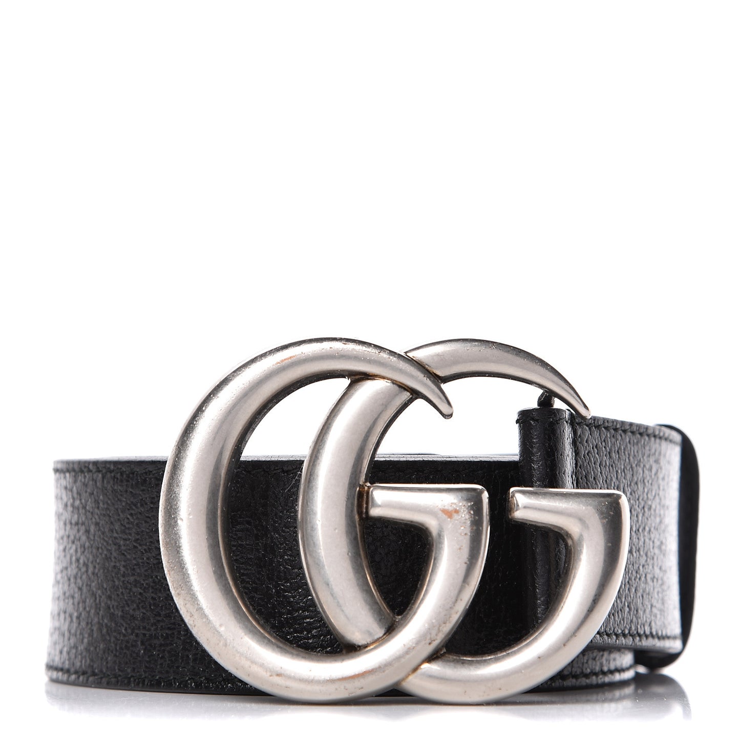 Textured Dollar Calfskin Nickel Double G 40mm Belt 105 42 Black