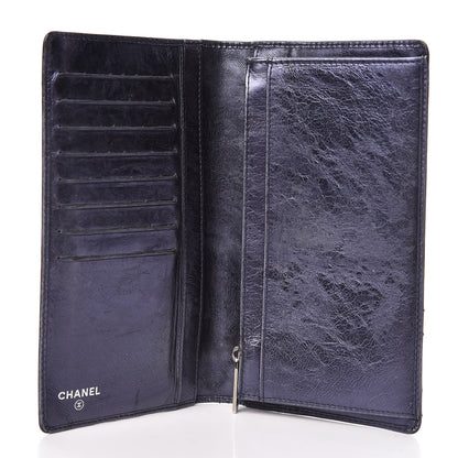 Chanel Metallic Calfskin Cambon Quilted Yen Wallet Blue 5 of 9