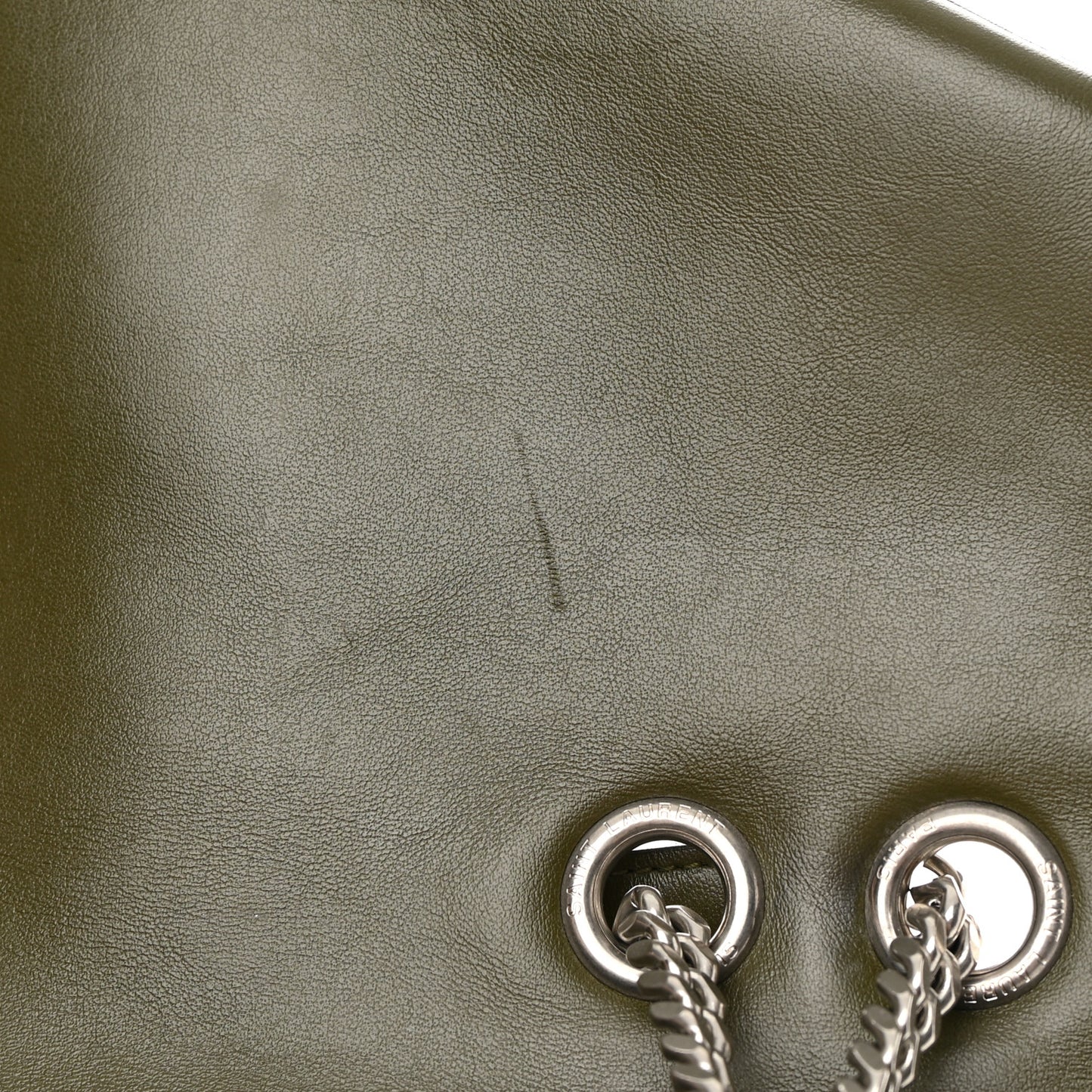 Calfskin Y Quilted Monogram Medium Loulou Chain Satchel Military Olive