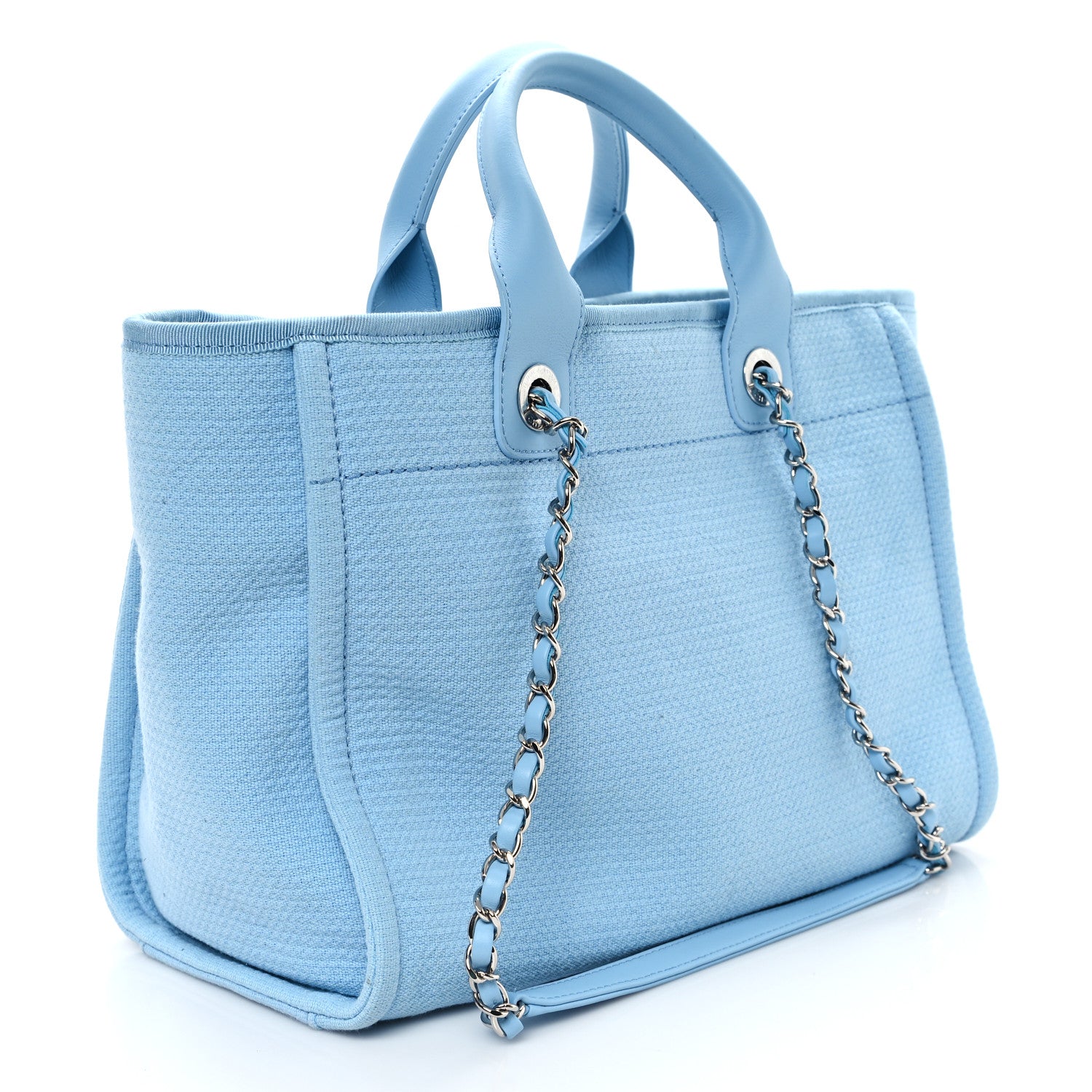Chanel Mixed Fibers Small Deauville Tote Light Blue 4 of 12