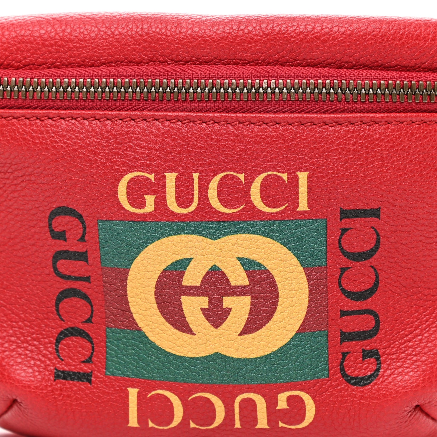 Grained Calfskin Small Logo Belt Bag Hibiscus Red