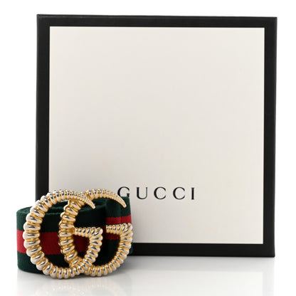 Gucci Canvas Torchon Double G Web Belt 85 34 Verde 5 of 5