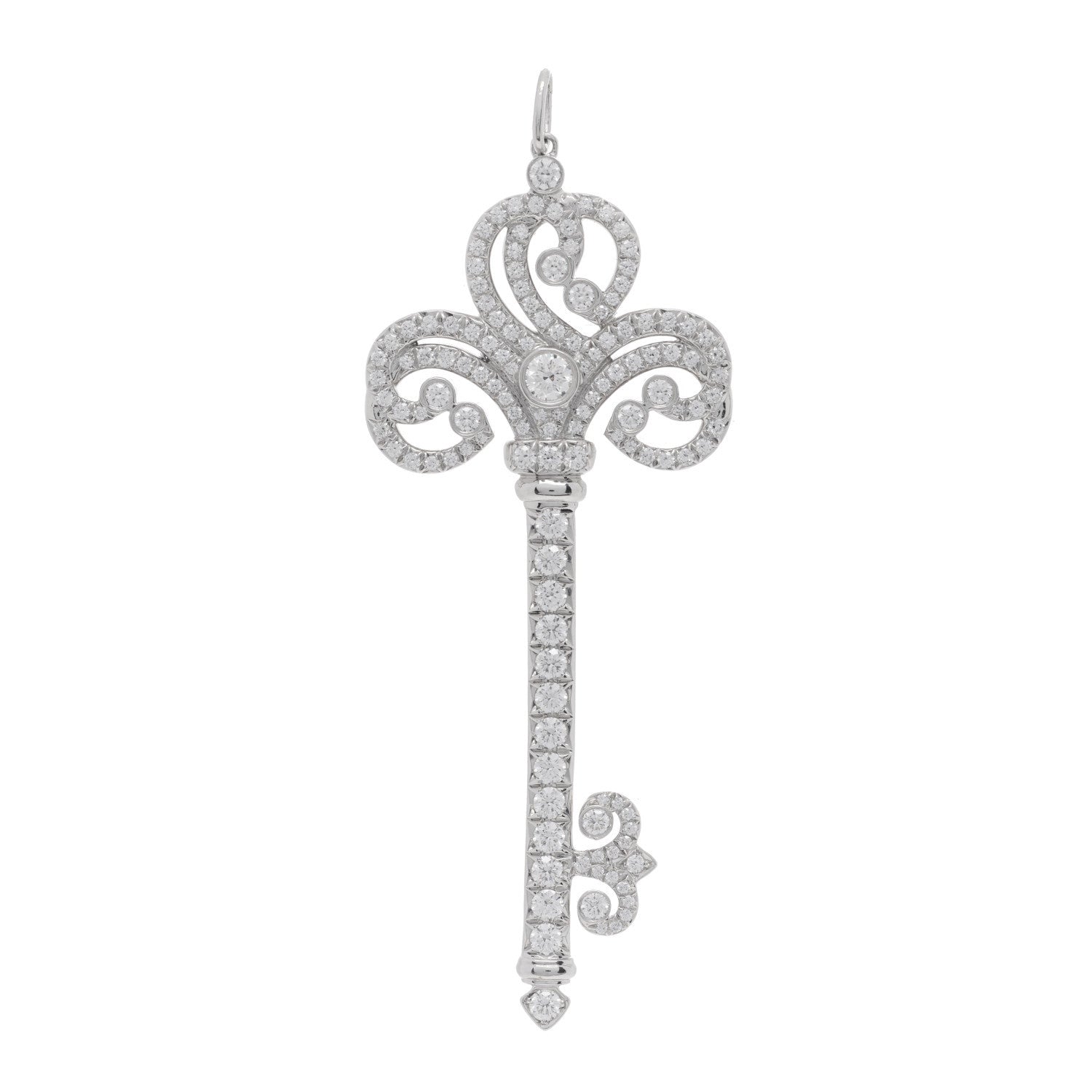 Tiffany Platinum Diamond Enchant Heart Key Pendant 1 of 4