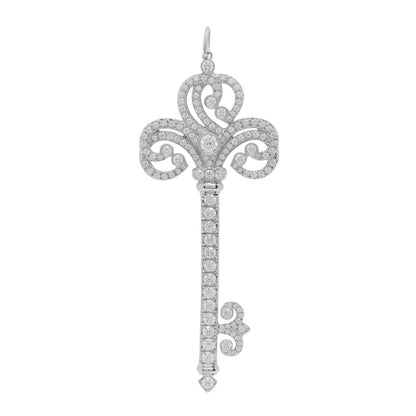 Tiffany Platinum Diamond Enchant Heart Key Pendant 1 of 4