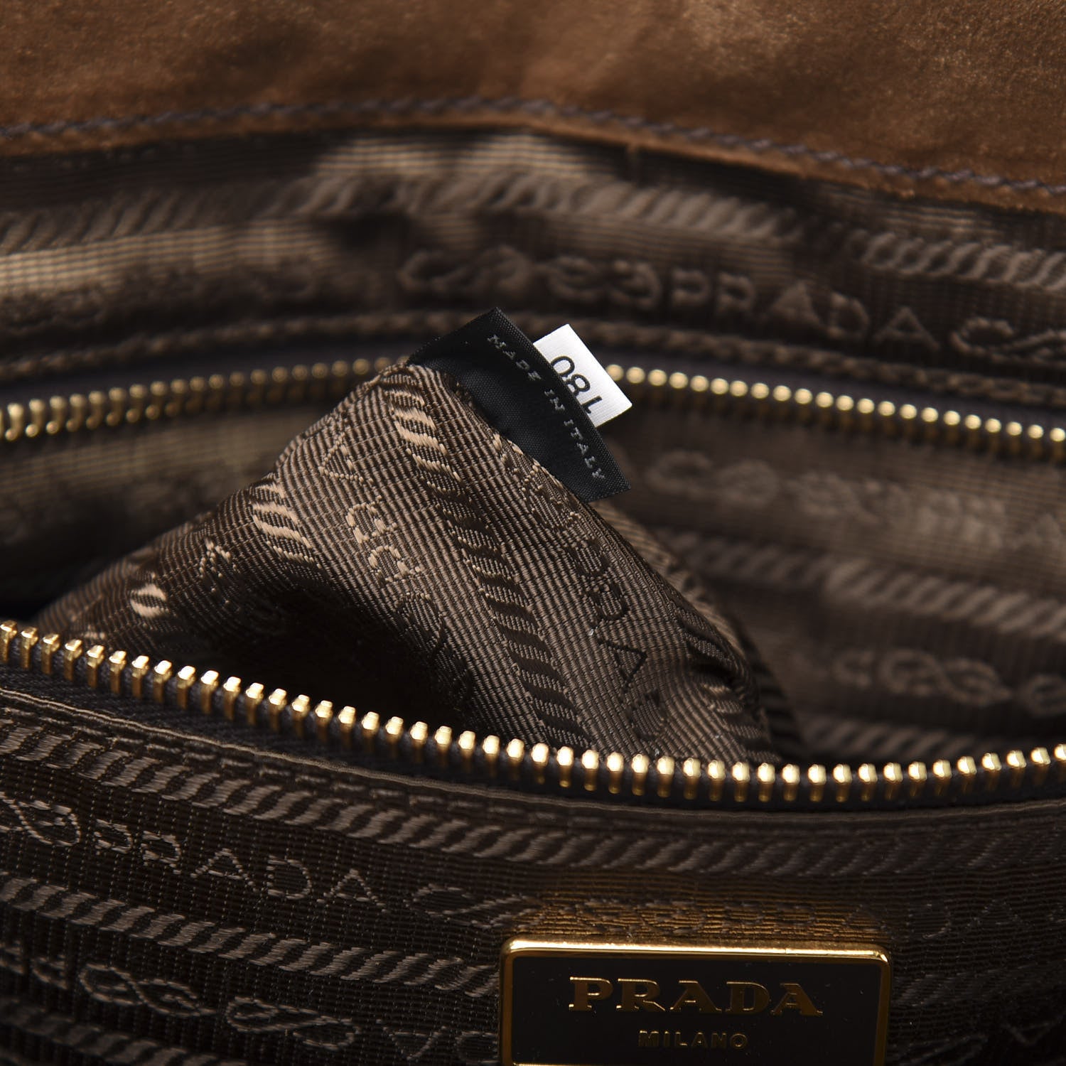 Prada Suede Scamosciato Logo Tote Sigaro 7 of 13