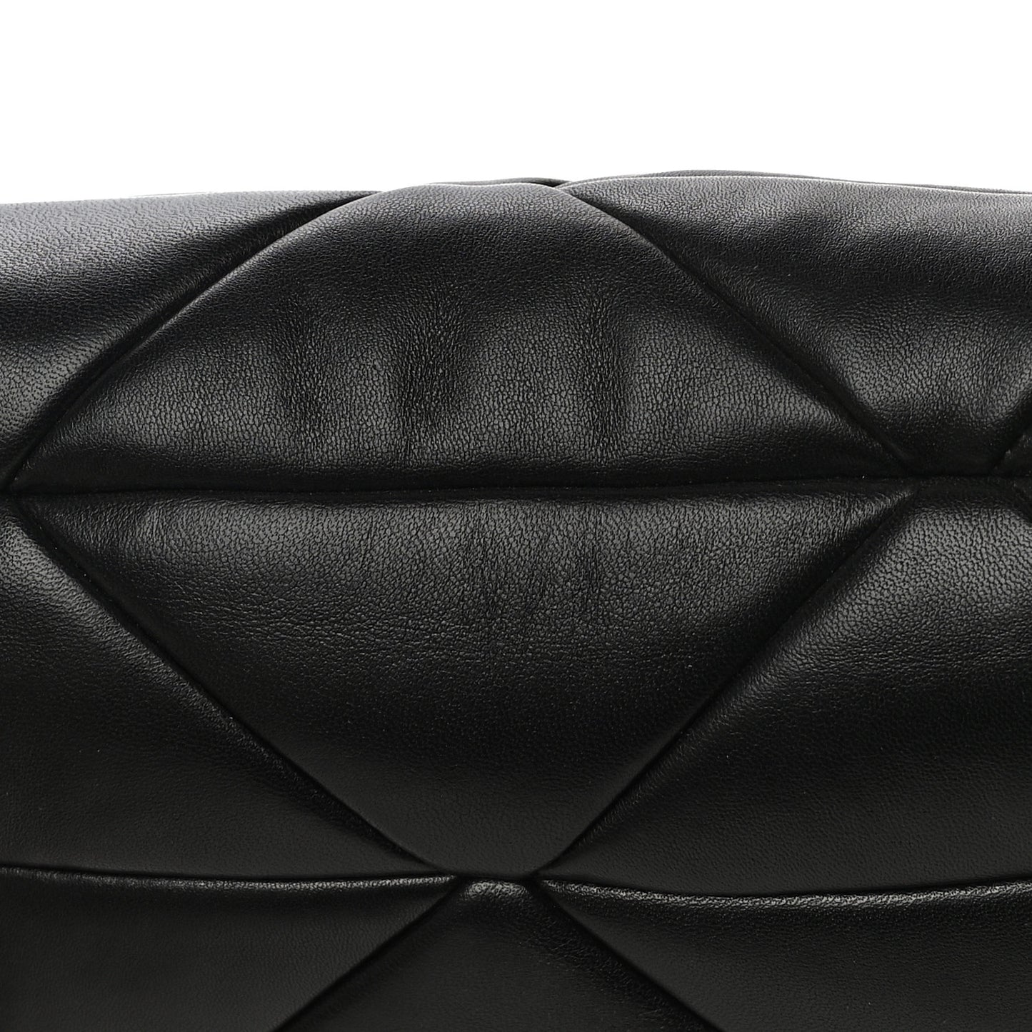 Nappa Re-Nylon Triangle Quilted Patchwork System Flap Shoulder Bag Black