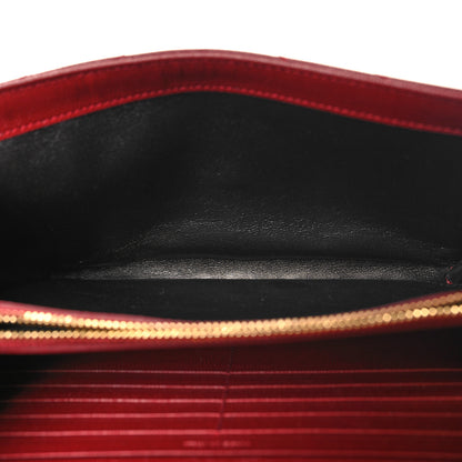 Saint Laurent Grain De Poudre Matelasse Chevron Monogram Chain Wallet Opyum Red 6 of 10