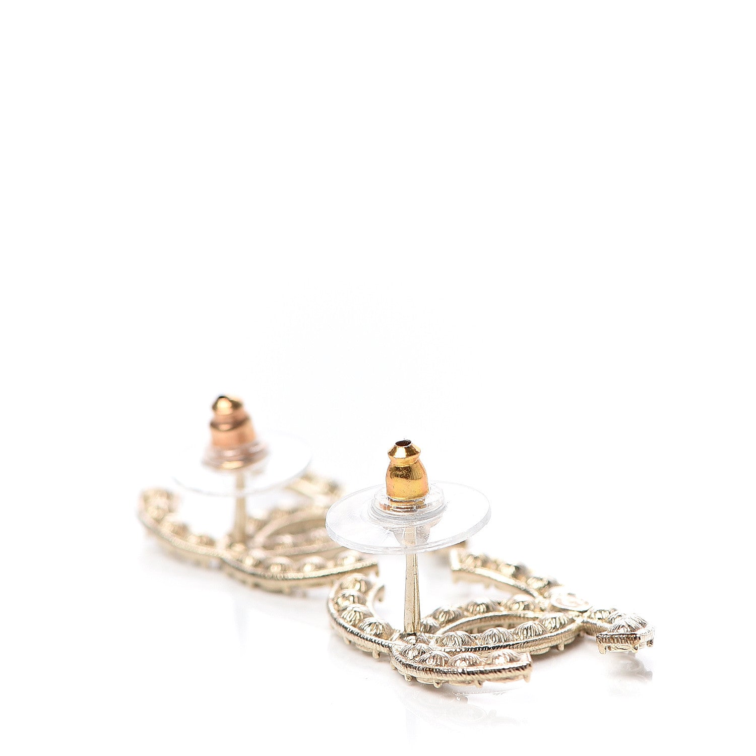 Chanel Crystal CC Earrings Gold 3 of 6
