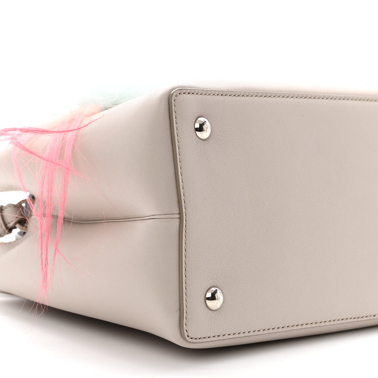 Vitello Dolce Fox Goat Bi-Color Sad Eyes Mirror Charm Petite 2Jours Tote Grigio Polvere Black