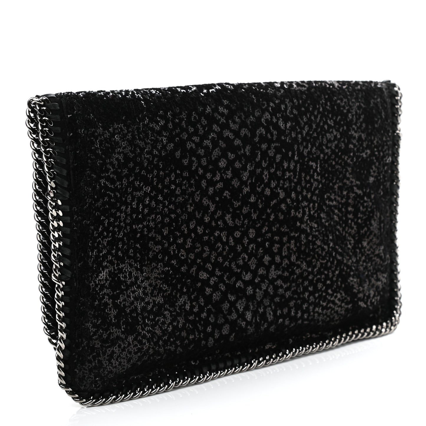 Sequin Falabella Fold Over Clutch Black