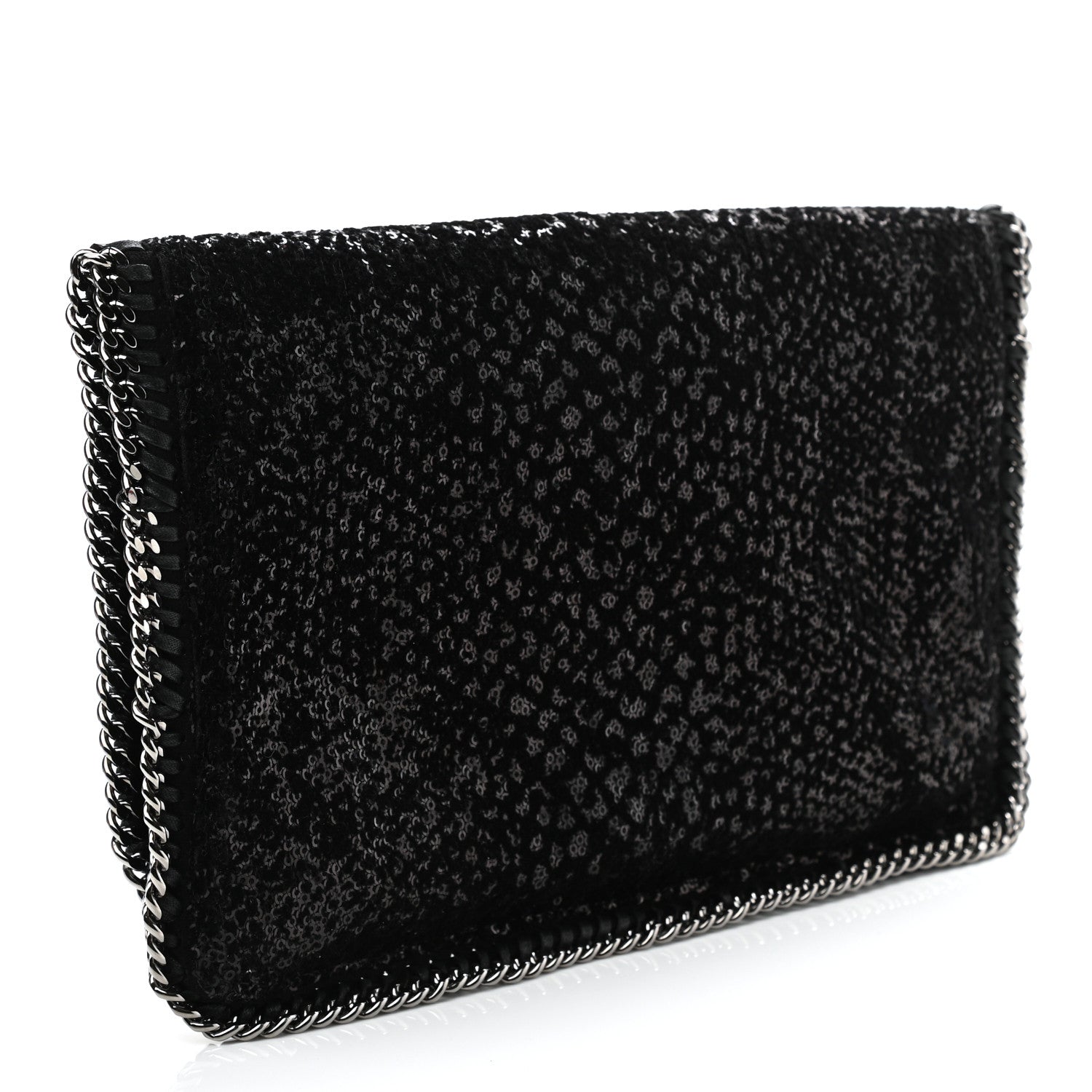 Stella McCartney Sequin Falabella Fold Over Clutch Black 3 of 12