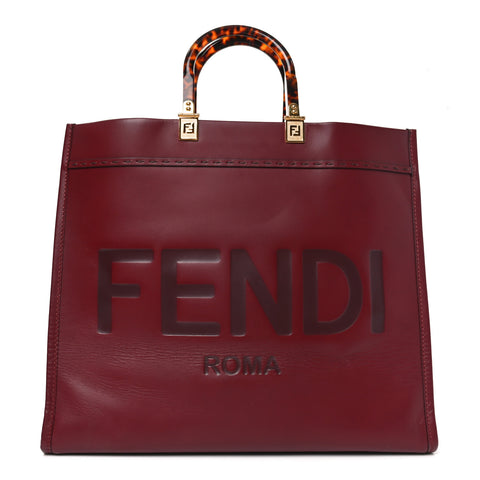 Vitello King Plexiglass Logo Embossed Large Fendi Sunshine Shopper Tote Barolo