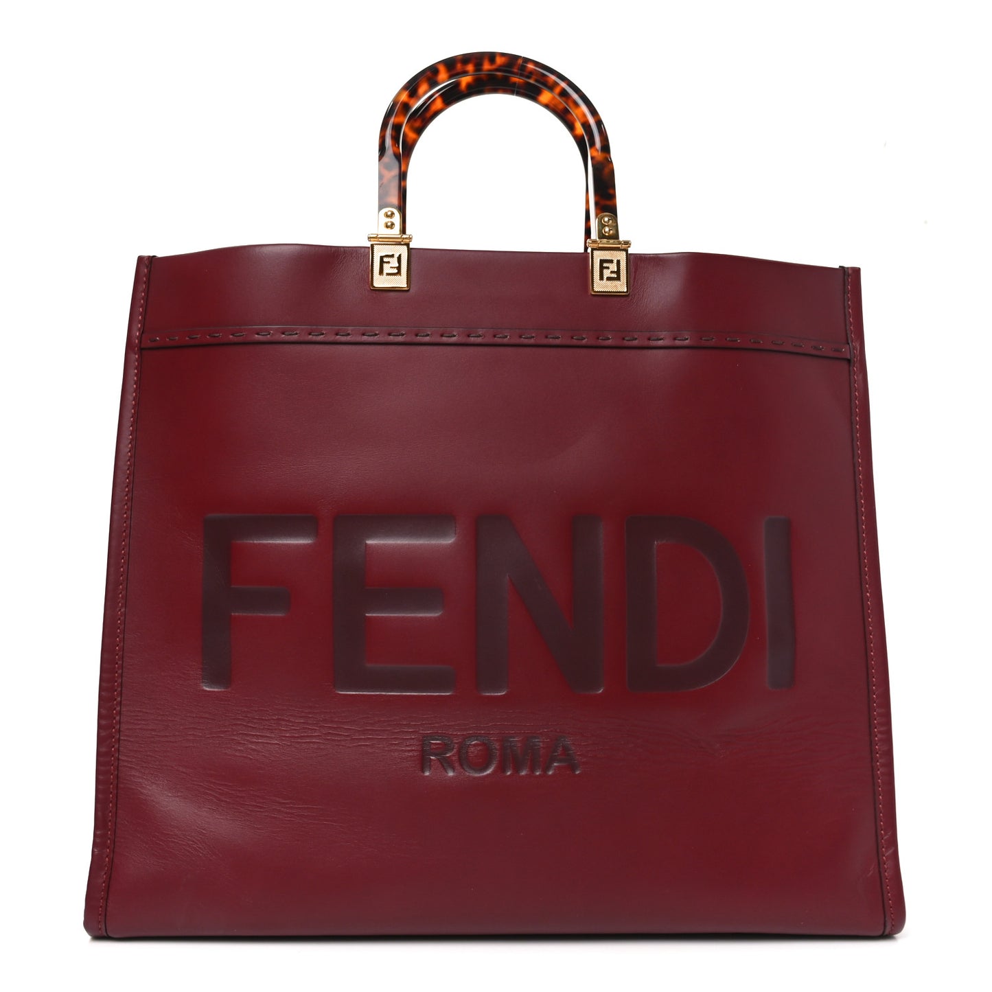 Vitello King Plexiglass Logo Embossed Large Fendi Sunshine Shopper Tote Barolo