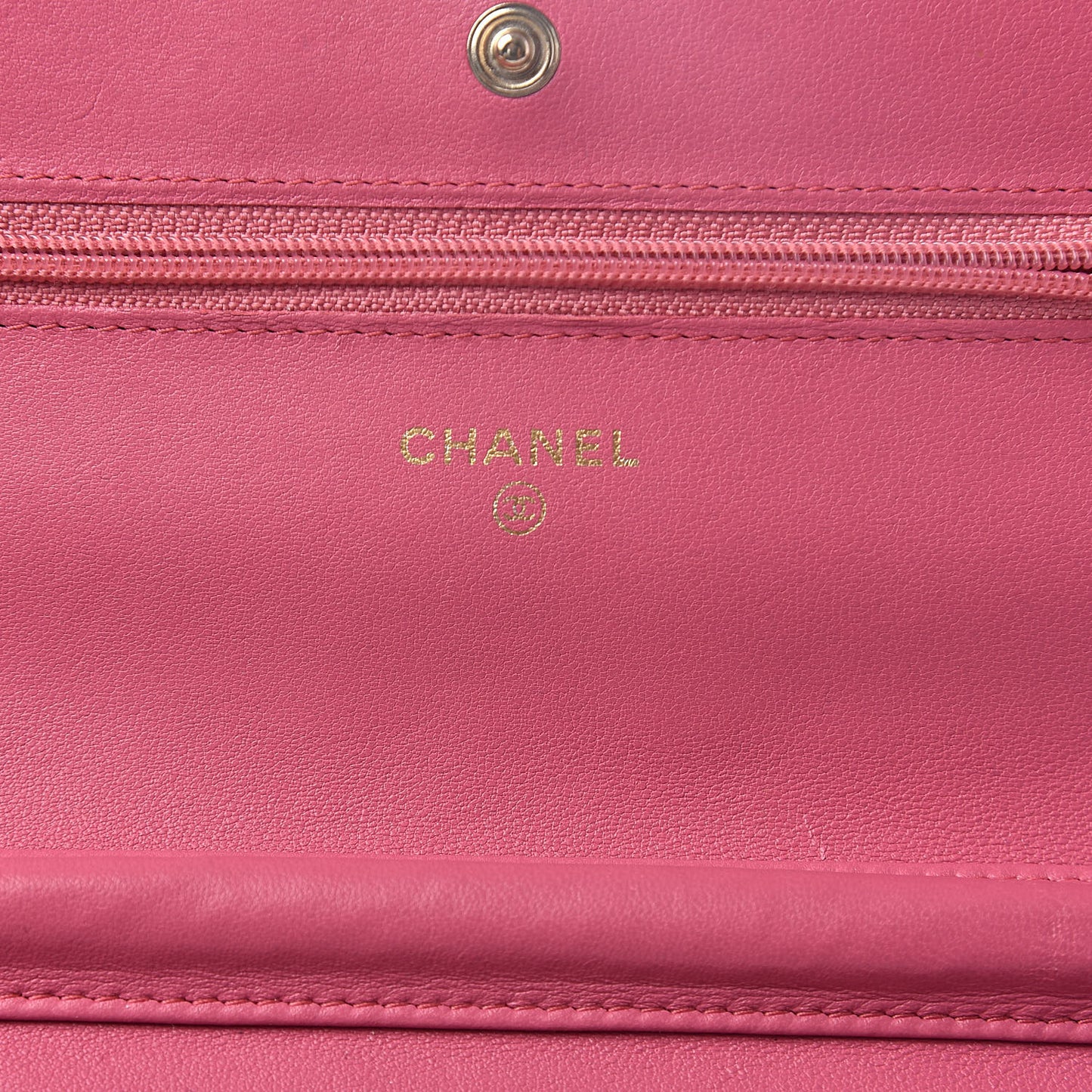 Lambskin Quilted Wallet On Chain WOC Pink