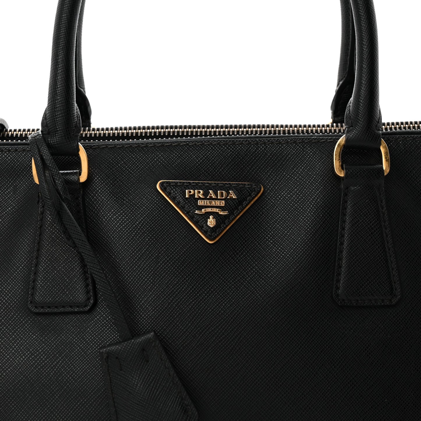 Saffiano Medium Galleria Double Zip Tote Black