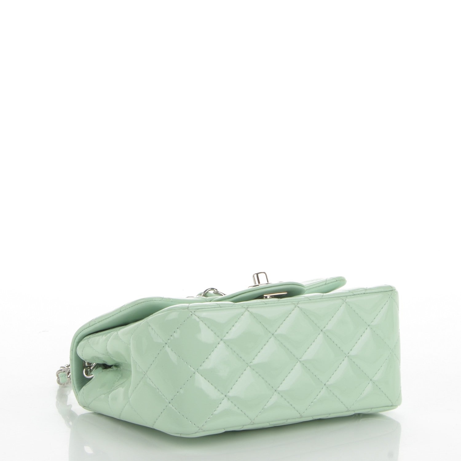 Chanel Patent Calfskin Quilted Mini Square Flap Light Green 4 of 7