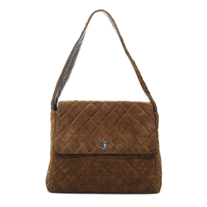 Chanel Suede Quilted Shoulder Flap Bag Brown 1 of 12