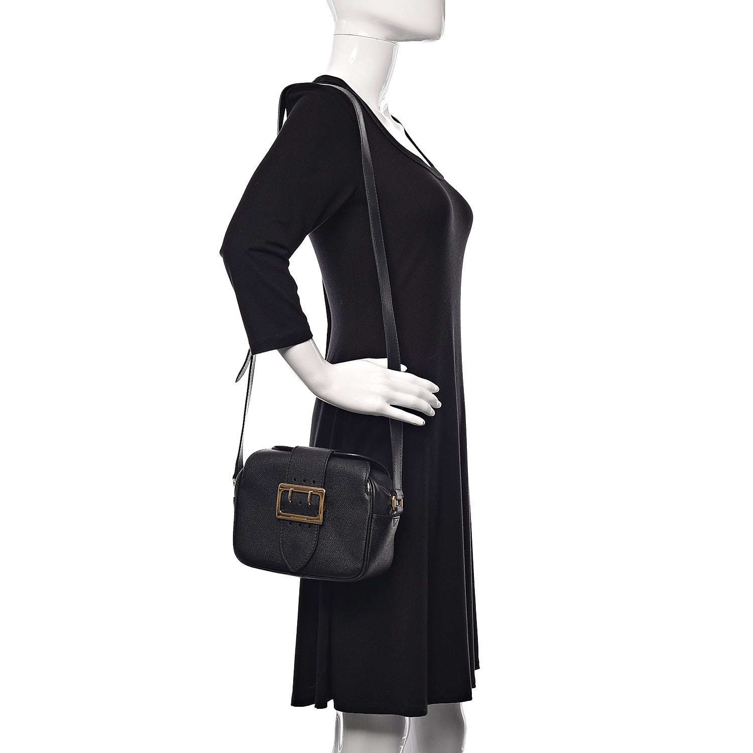 Burberry Soft Grain Calfskin Small Buckle Zip Bag Black 2 of 17