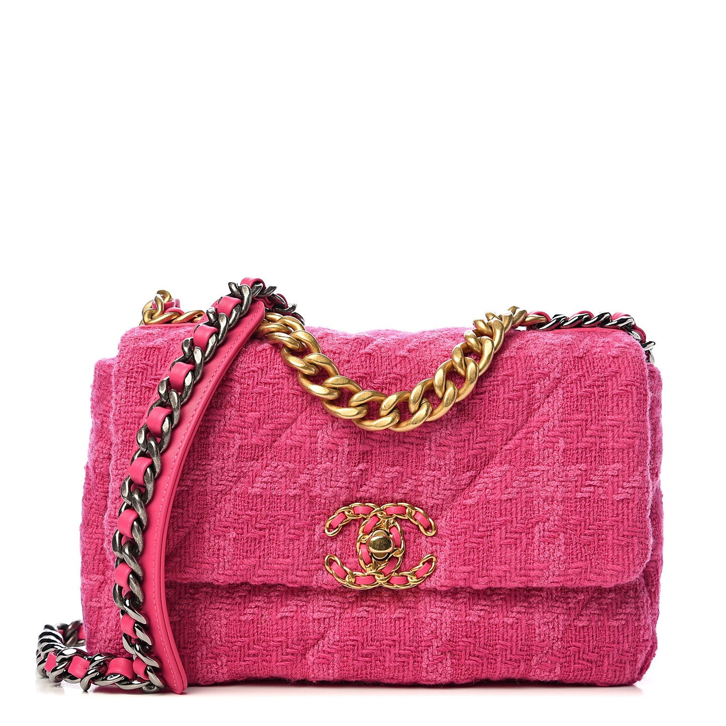 Tweed Quilted Medium 19 Flap Pink