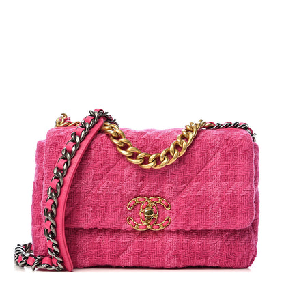 Chanel Tweed Quilted Medium 19 Flap Pink 1 of 10