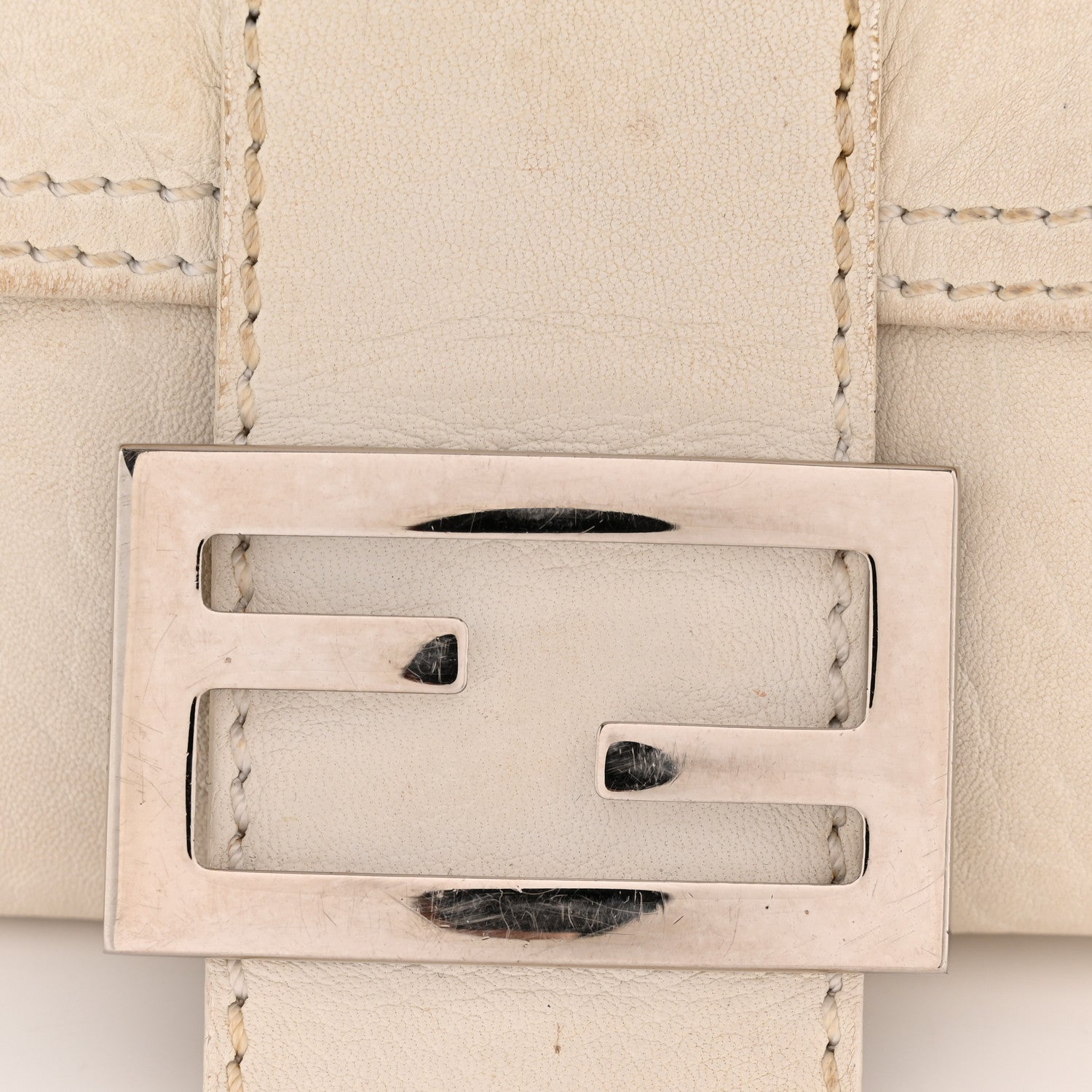 Fendi Nappa Elefante Big Forever Mama Baguette White 1812820