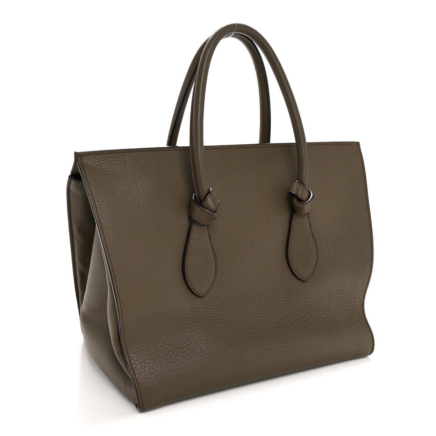 Celine Crisped Calfskin Large Tie Knot Tote Dark Khaki 4 of 17