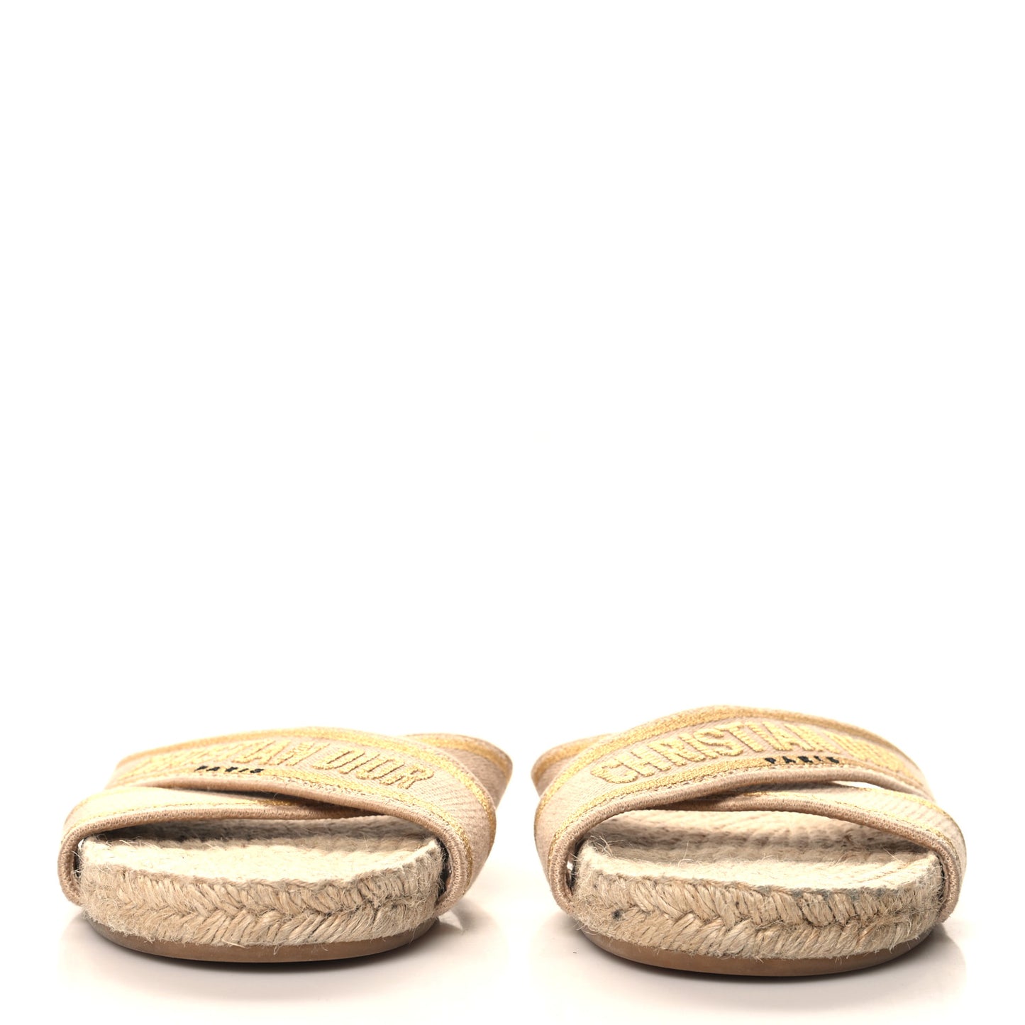 Canvas Embroidered Granville Espadrille Crisscross Flat Slide Sandals 39 Cream