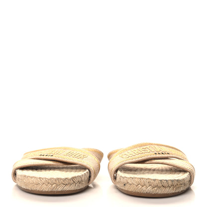 Christian Dior Canvas Embroidered Granville Espadrille Crisscross Flat Slide Sandals 39 Cream 3 of 9
