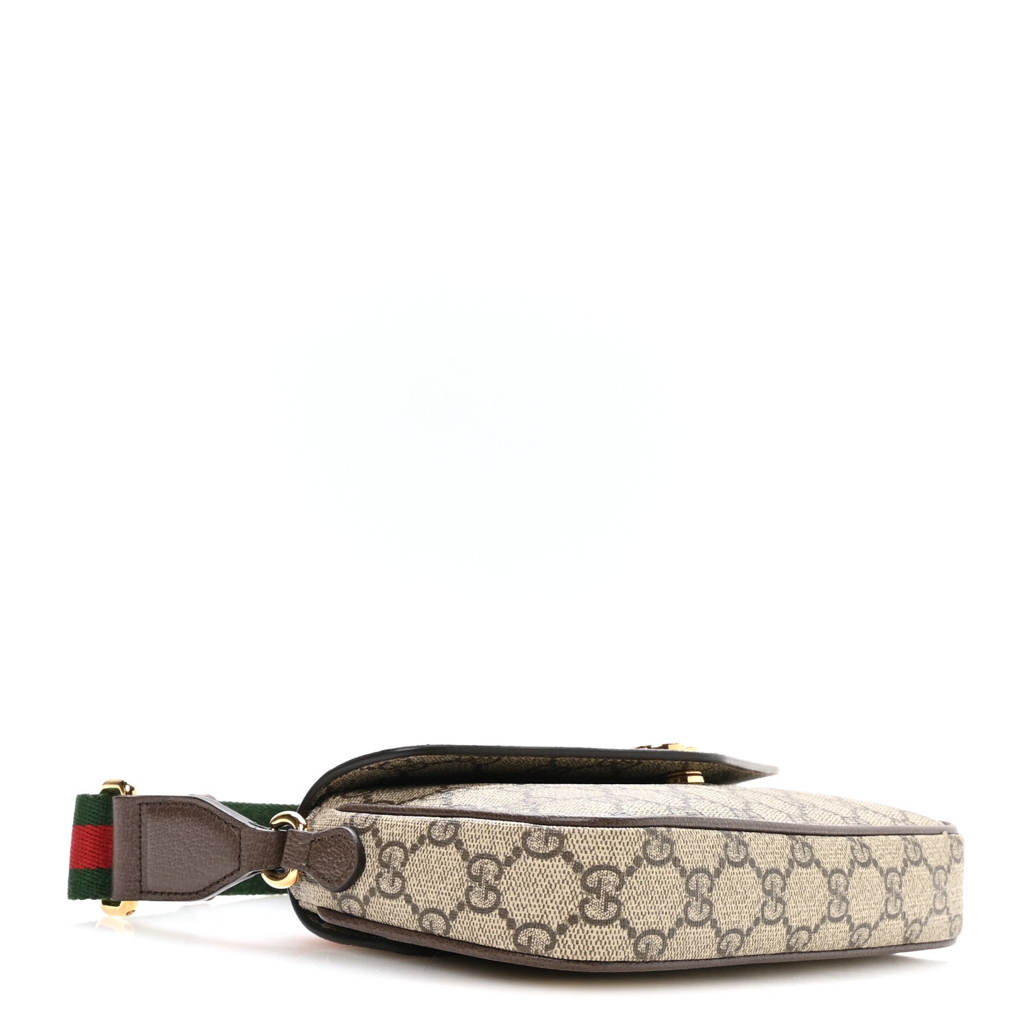 Gucci GG Supreme Monogram Textured Dollar Calfskin Web Mini Ophidia Envelope Shoulder Bag Beige Ebony 4 of 10