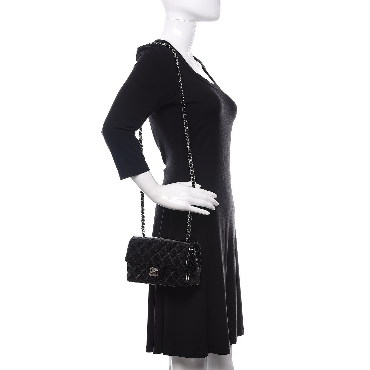 Chanel Patent Calfskin Quilted Mini Rectangular Flap Black 2 of 10