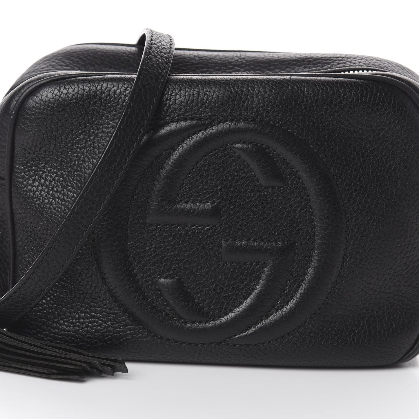 Pebbled Calfskin Small Soho Disco Bag Black