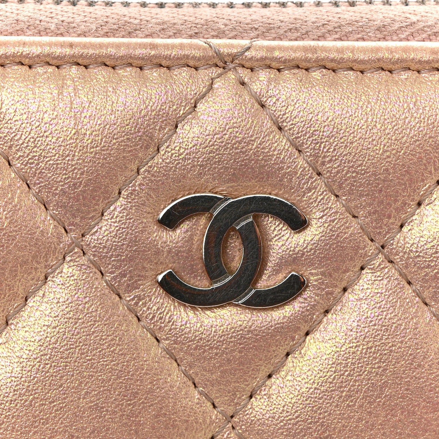 Chanel Iridescent Lambskin Quilted Large Gusset Zip Around Wallet Pink 11 of 15