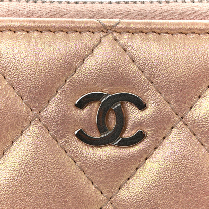 Chanel Iridescent Lambskin Quilted Large Gusset Zip Around Wallet Pink 11 of 15