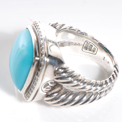 David Yurman Sterling Silver Diamond Turquoise 14mm Albion Ring 54 7 3 of 6
