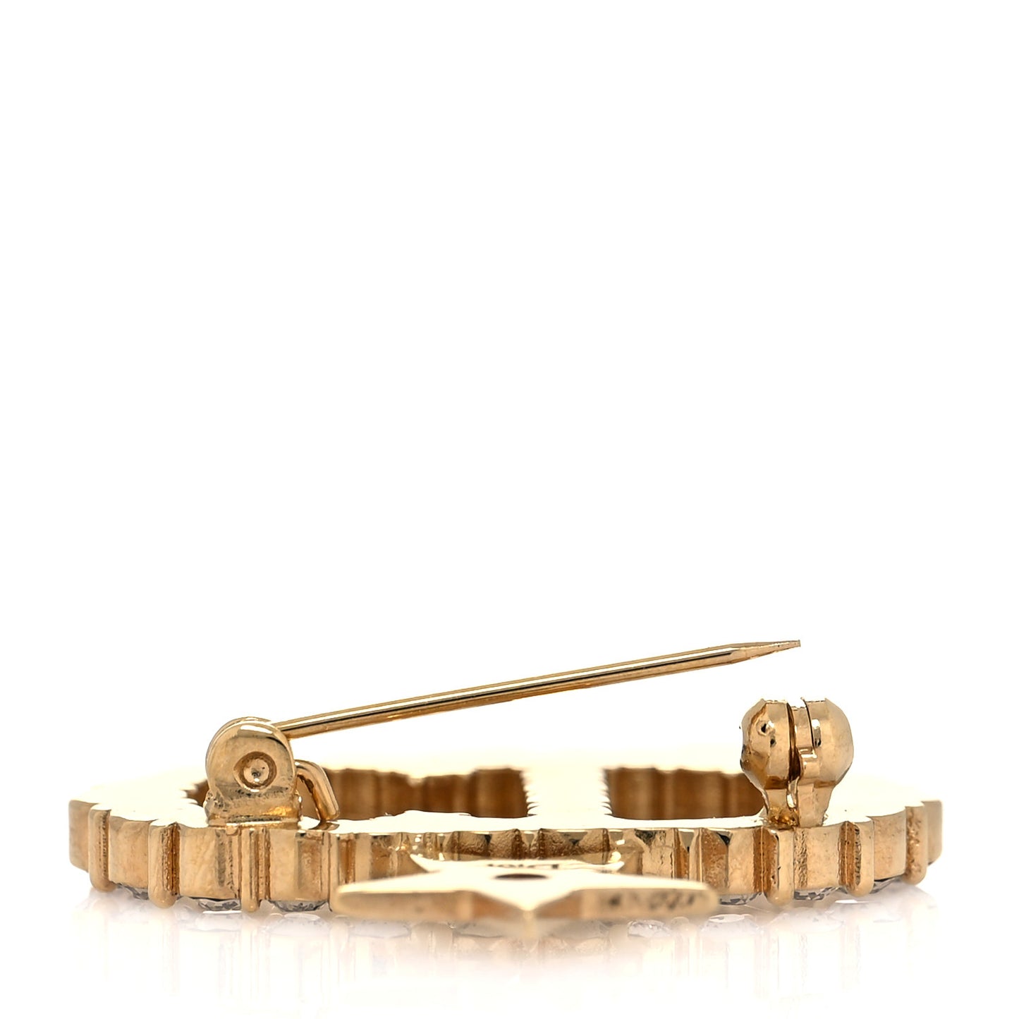 Crystal CD Logo Brooch Gold