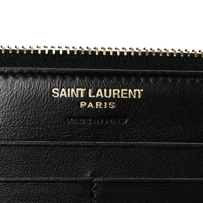 Saint Laurent Shiny Calfskin Crocodile Embossed Monogram Uptown Wallet Black 7 of 9