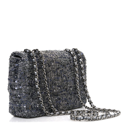 Chanel Sequin Quilted Small Single Flap Grey Dark Grey 3 of 10