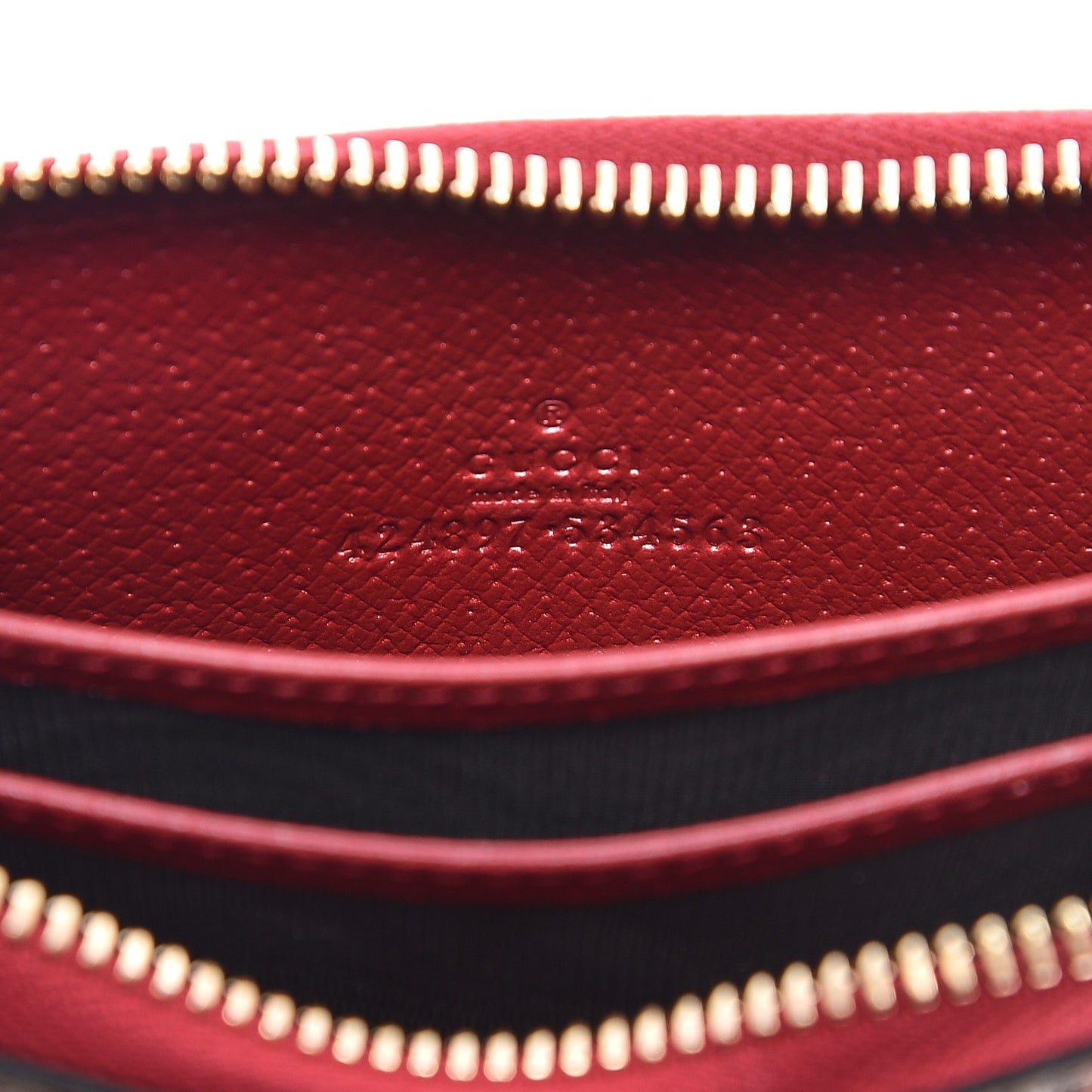 GG Supreme Monogram Tian Zip Around Card Case Wallet Beige Multicolor Red