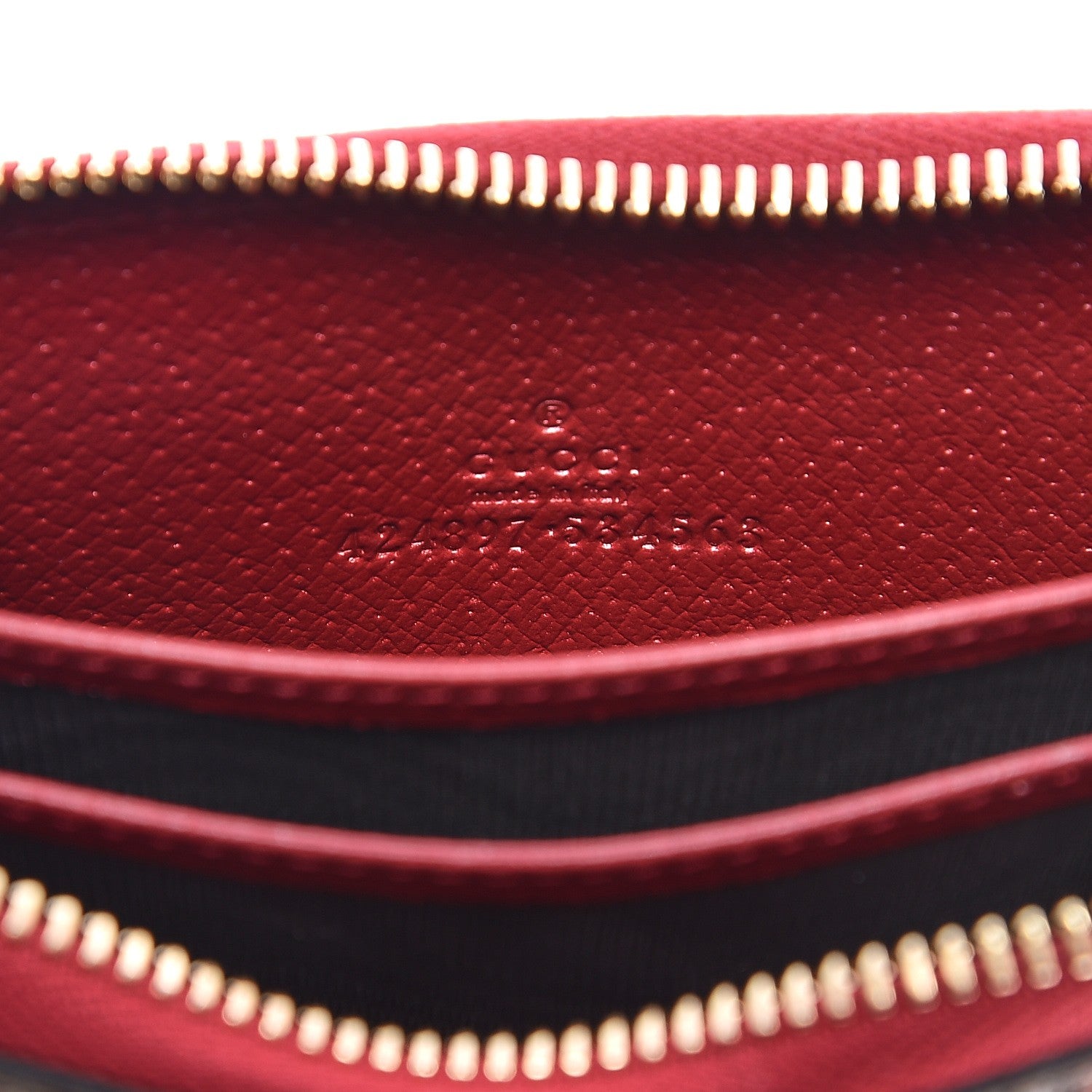 Gucci GG Supreme Monogram Tian Zip Around Card Case Wallet Beige Multicolor Red 6 of 7