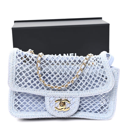 Chanel Mesh Macrame Small Flap Bag  Light Blue 10 of 10