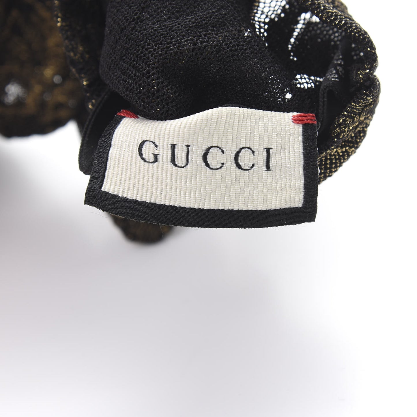 Embroidered Tulle Sheer Gloves 8 L Black Gold