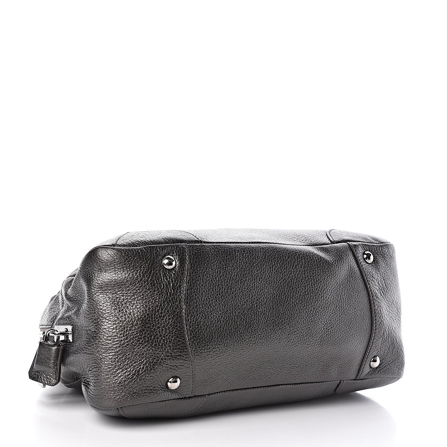 Prada Metallic Cervo Dome Satchel Dark Grey 4 of 10